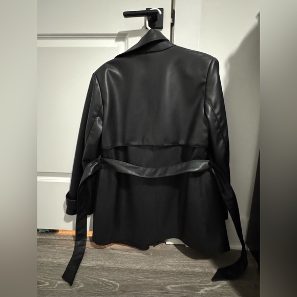 Black Zara Leather Trench Coat - Picture 5 of 6